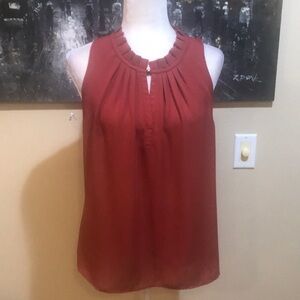 Laundry by Shelli Segal Rust Colored Sheer sleeveless pleated blouse-Size-XL